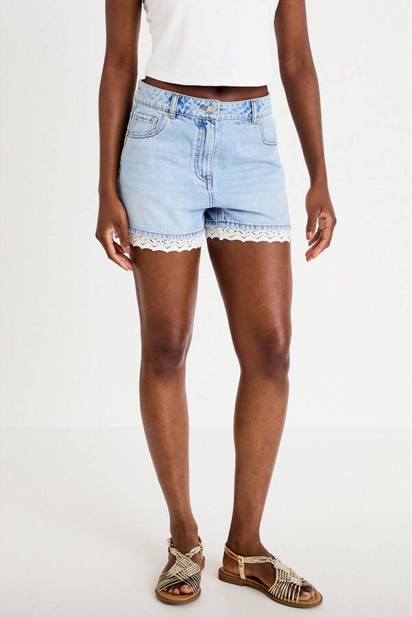 Cache straight regular waist short light blue denim