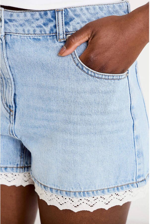 Cache straight regular waist short light blue denim - Foto 2