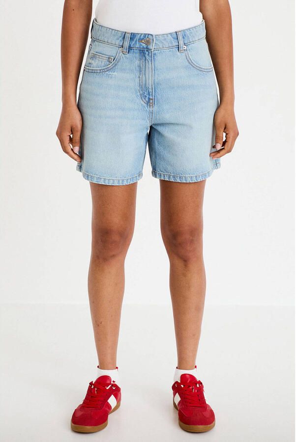 Cache straight regular waist short light blue denim