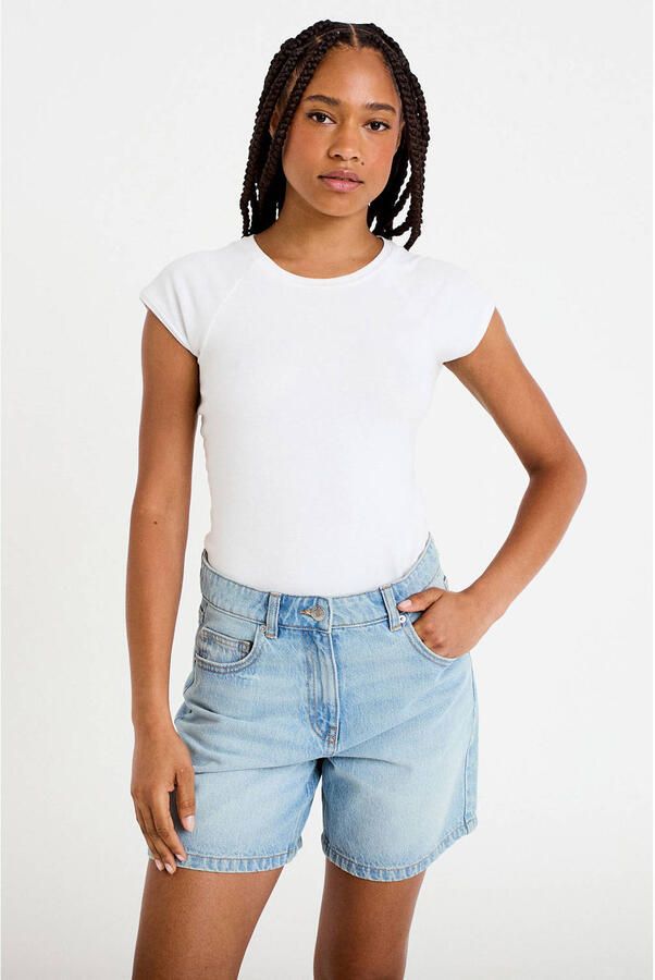 Cache straight regular waist short light blue denim - Foto 3
