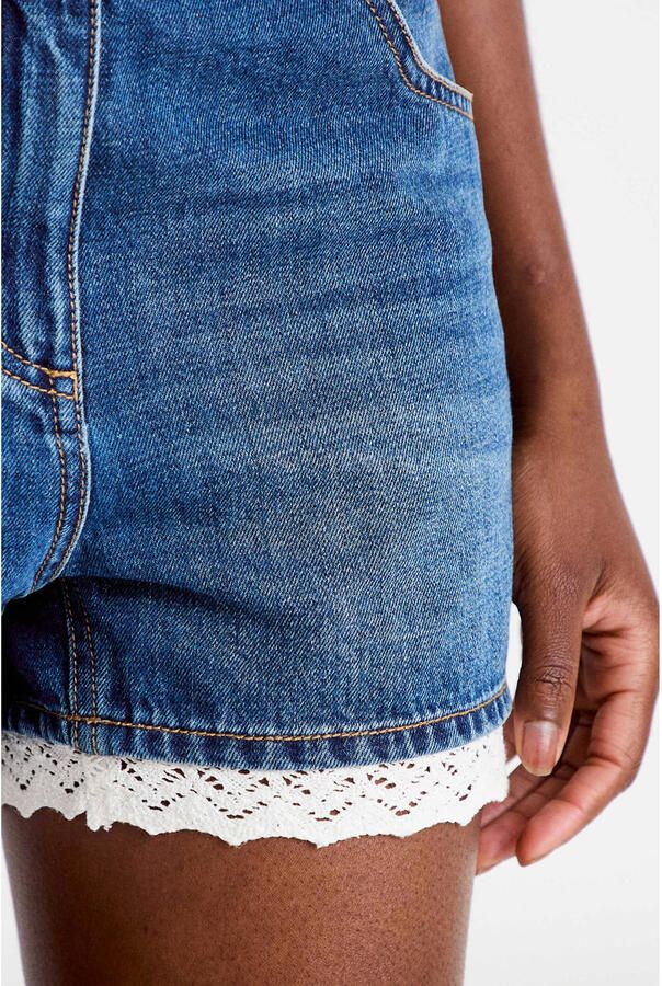 Cache straight regular waist short medium blue denim - Foto 2