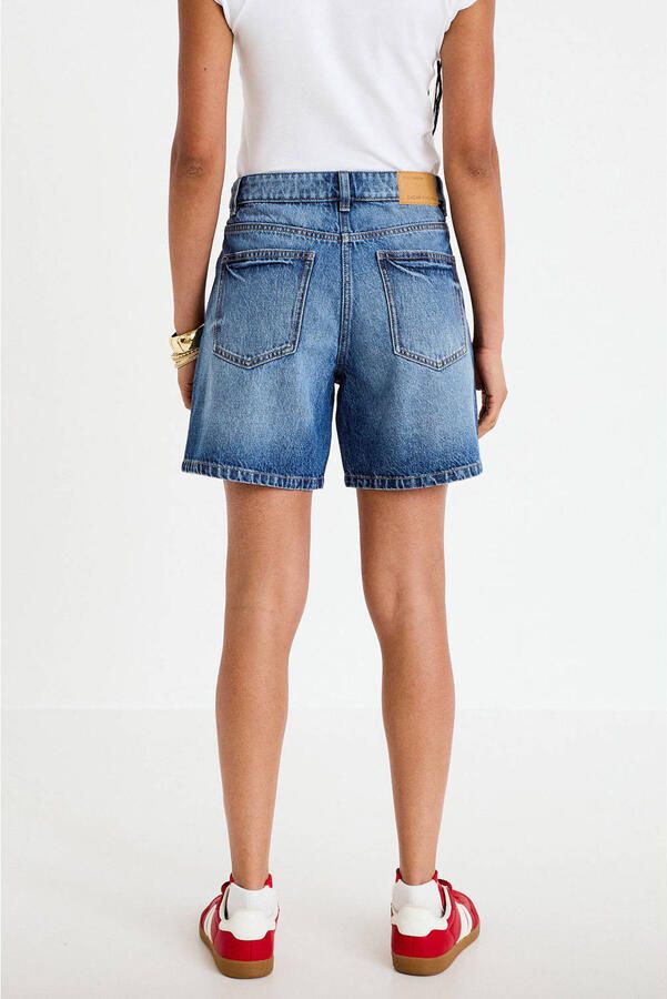 Cache straight regular waist short medium blue denim - Foto 3