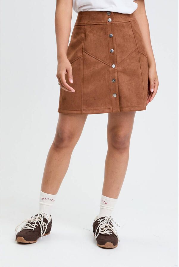 Cache suede korte rok camel