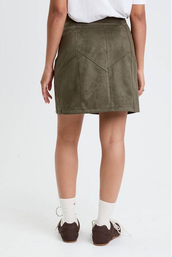 Cache suede korte rok kaki - Foto 2