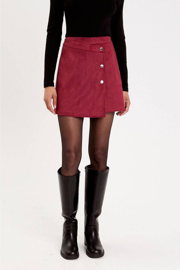 Cache suede skort donkerrood