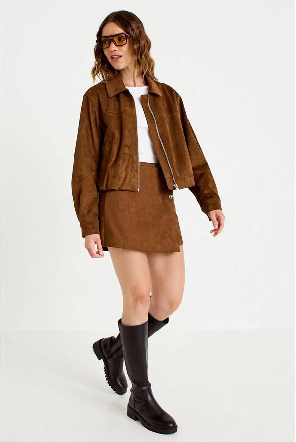 Cache suèdelook mini rok bruin - Foto 2