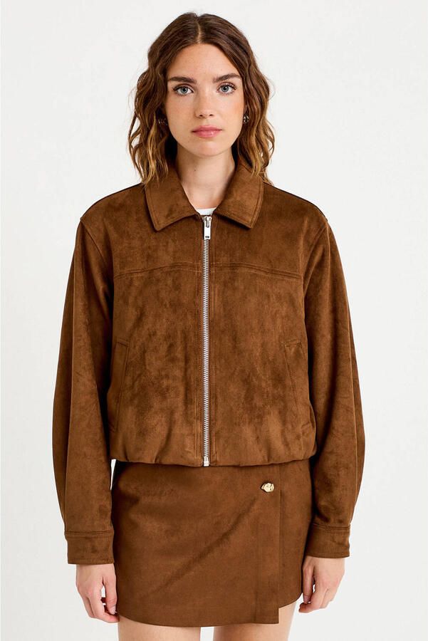 Cache suèdelook mini rok bruin - Foto 3