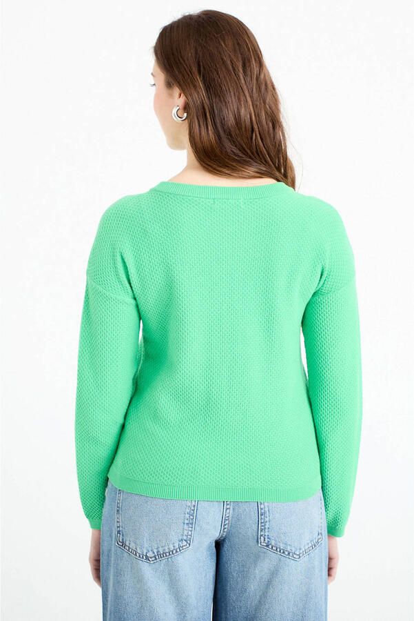 Cache sweater groen gebreid - Foto 3