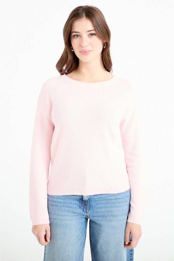 Cache sweater lichtroze gebreid