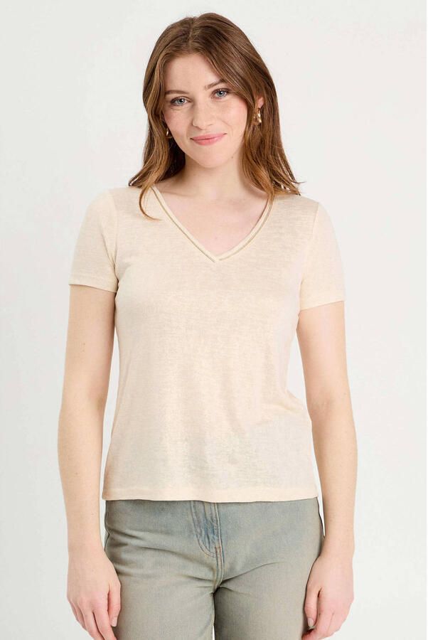 Cache T-shirt beige met glitter