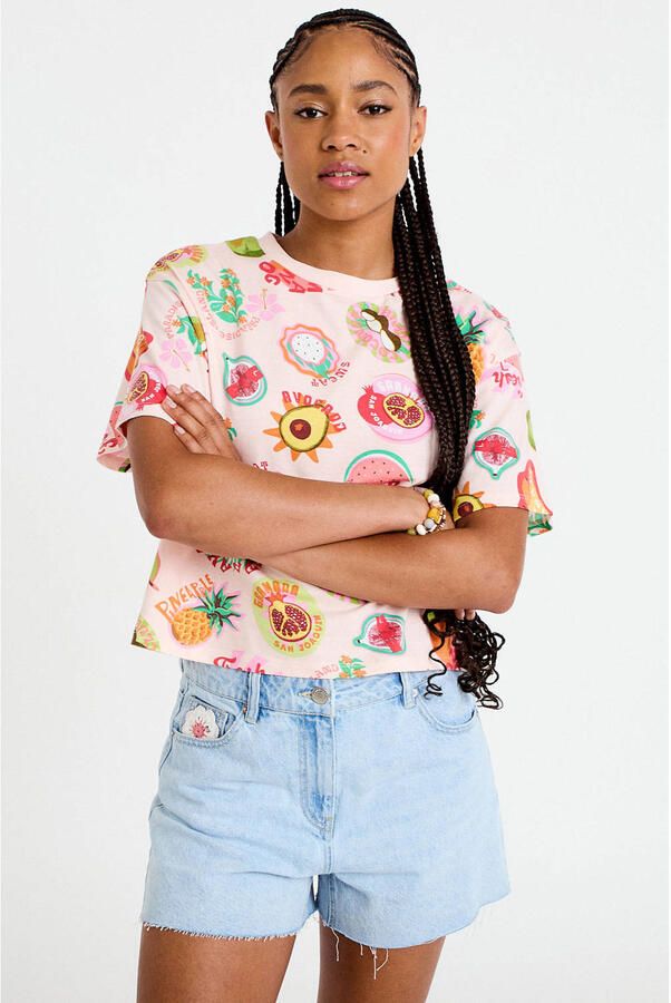 Cache T-shirt lichtroze