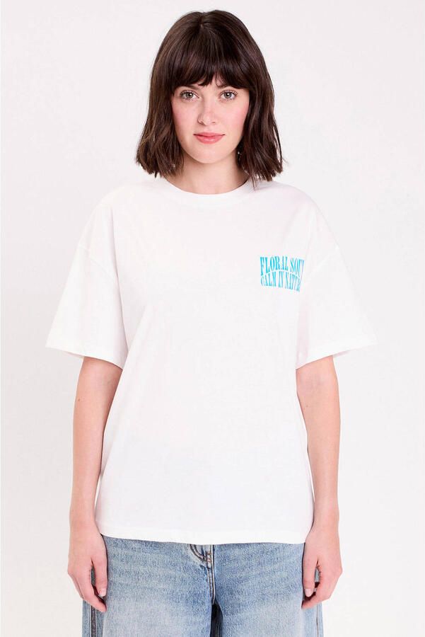 Cache T-shirt met backprint ecru