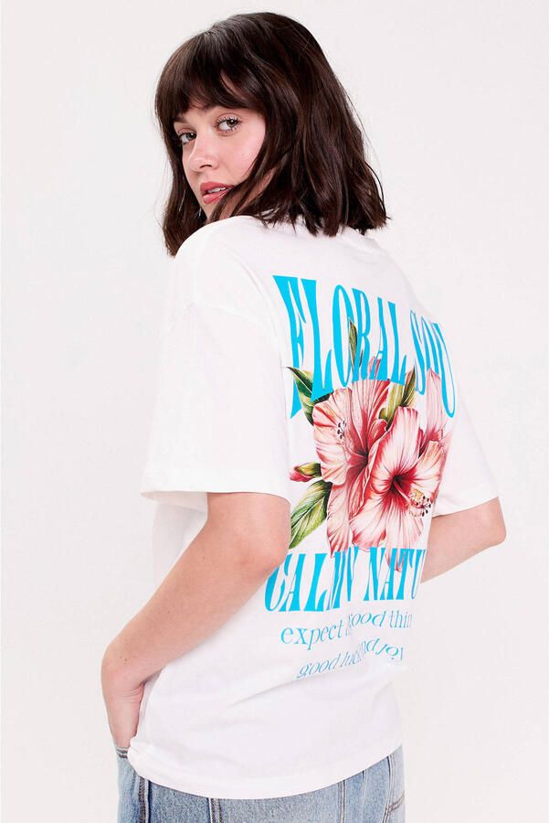 Cache T-shirt met backprint ecru - Foto 3