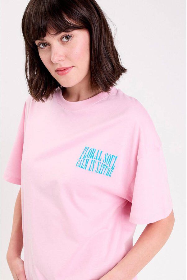 Cache T-shirt met backprint lichtroze