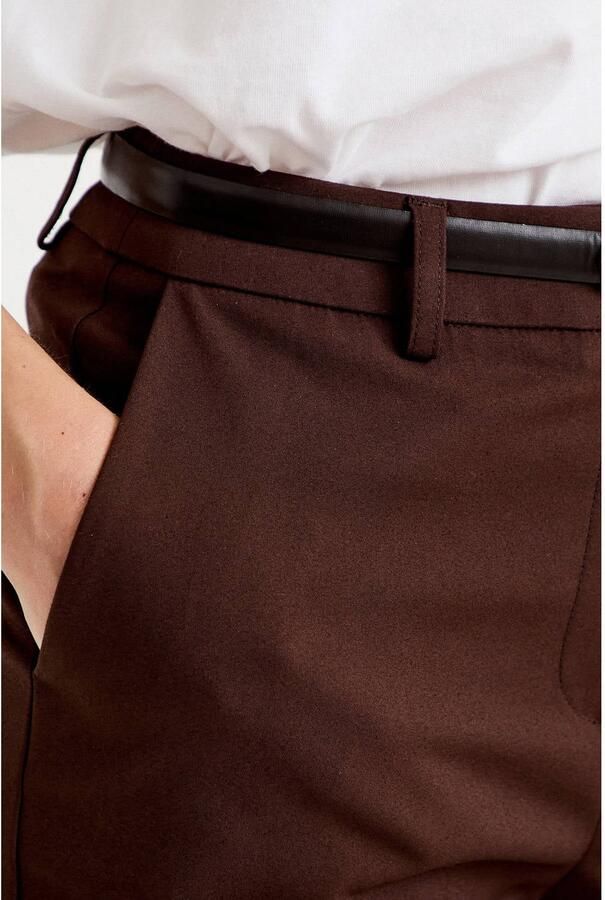 Cache tapered cropped pantalon met ceintuur donkerbruin - Foto 2