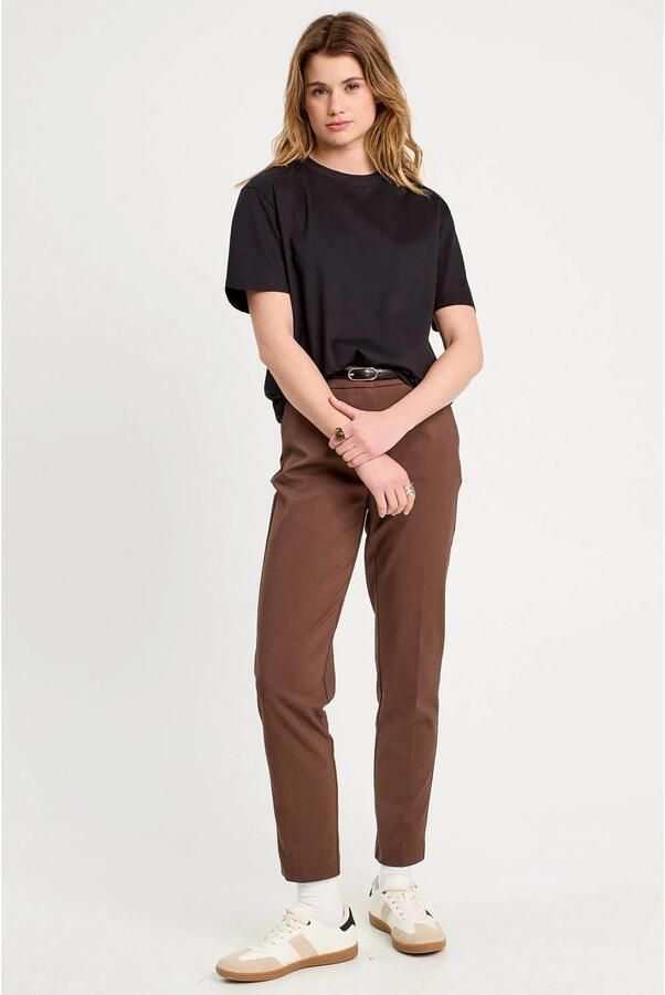 Cache tapered high waist pantalon donkerbruin