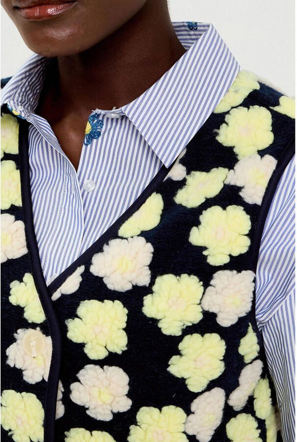 Cache teddy gebloemde gilet marineblauw - Foto 2