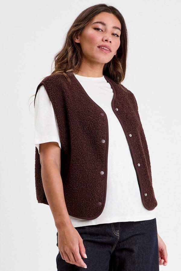 Cache teddy gilet donkerbruin