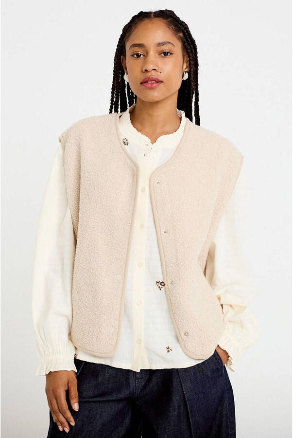 Cache teddy gilet ecru