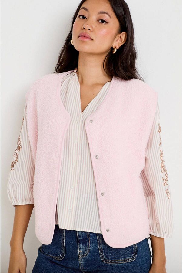 Cache teddy gilet lichtroze