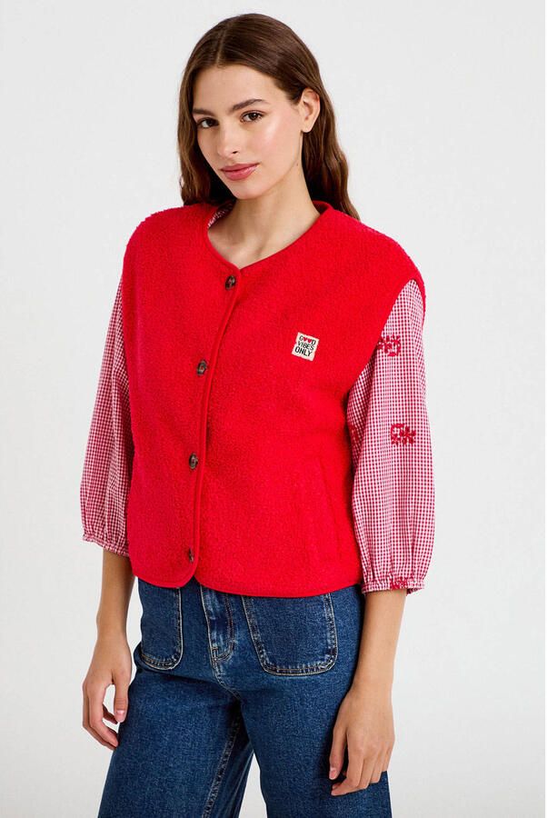 Cache teddy gilet rood