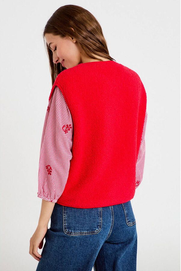 Cache teddy gilet rood - Foto 3