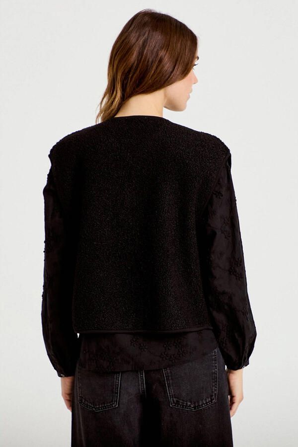 Cache teddy gilet zwart - Foto 2
