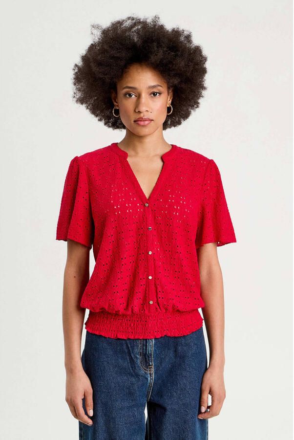 Cache top broderie rood