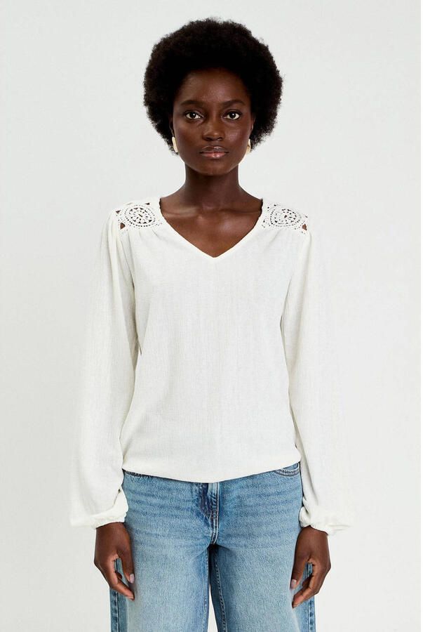 Cache top ecru broderie