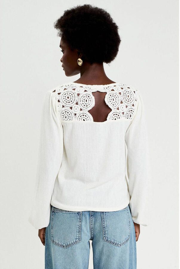 Cache top ecru broderie - Foto 3