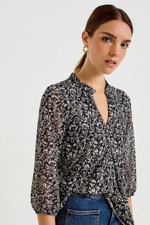 Cache top met paisley zwart