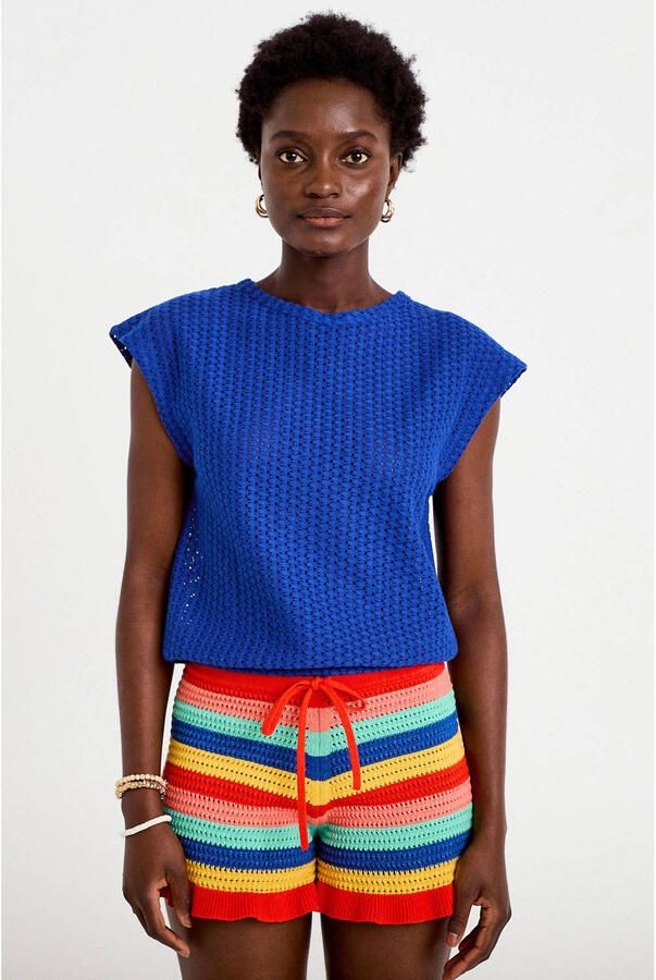 Cache top met textuur blauw
