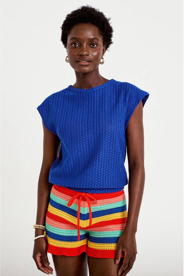 Cache top met textuur blauw - Foto 3