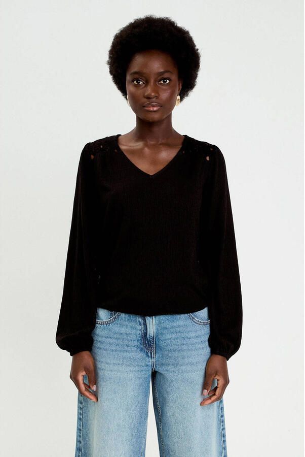 Cache top zwart broderie