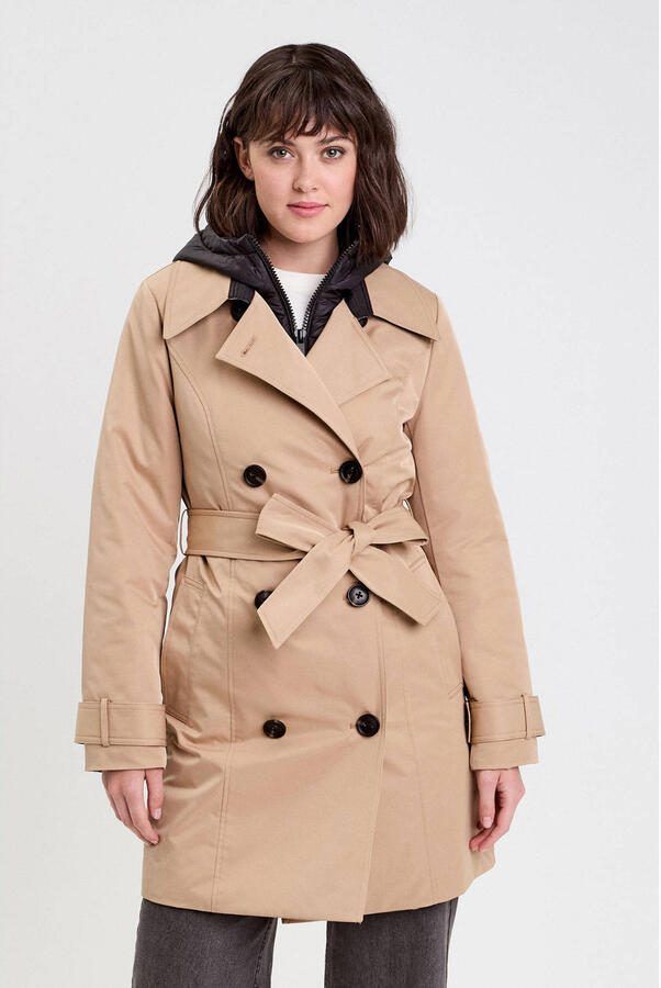 Cache trenchcoat camel zwart