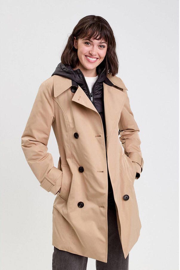 Cache trenchcoat camel zwart - Foto 3