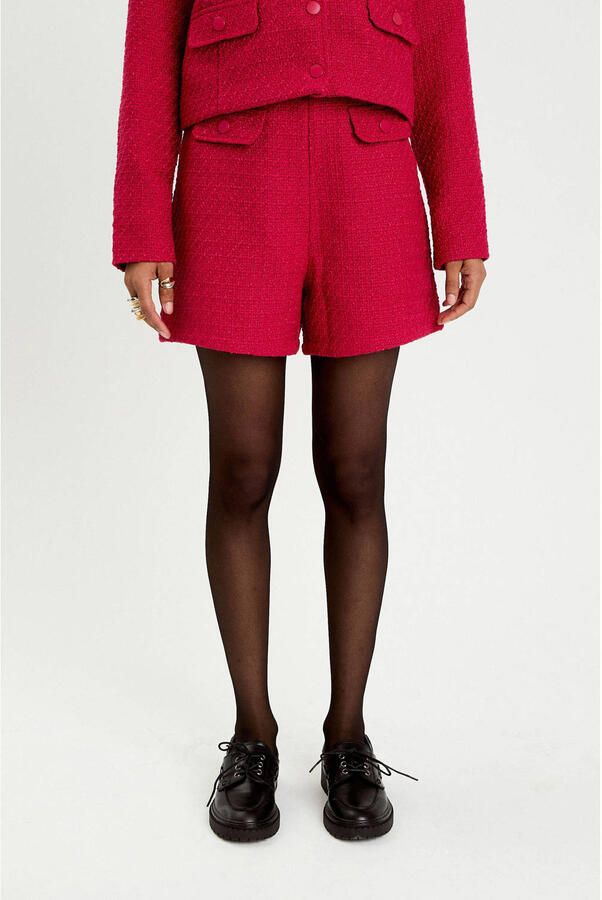 Cache tweed regular high waist casual short rood