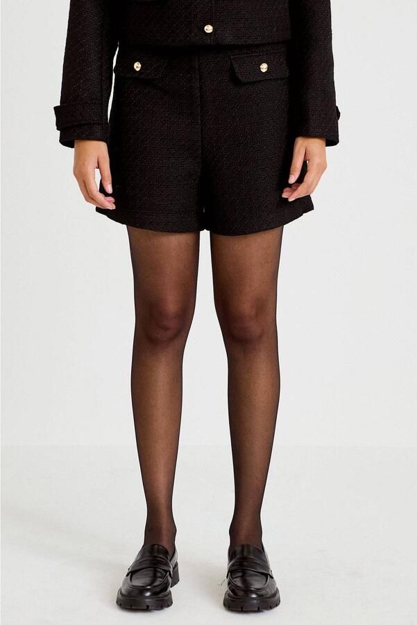 Cache tweed straight leg casual short zwart