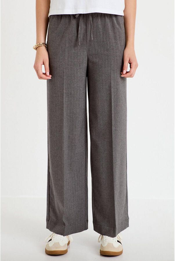 Cache wide leg broek met krijtstreep grijs