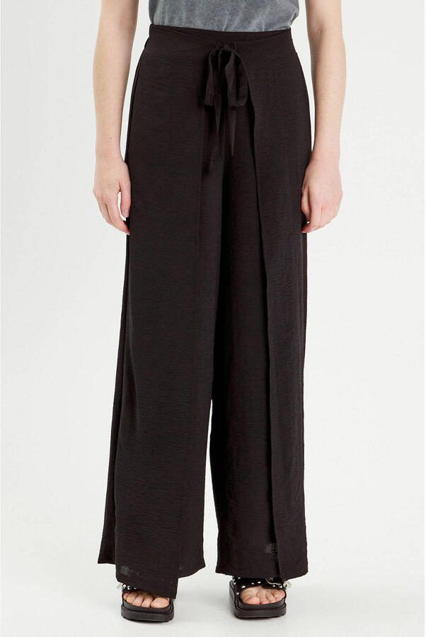 Cache wide leg high waist broek zwart
