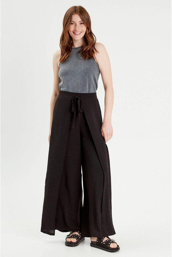 Cache wide leg high waist broek zwart - Foto 3