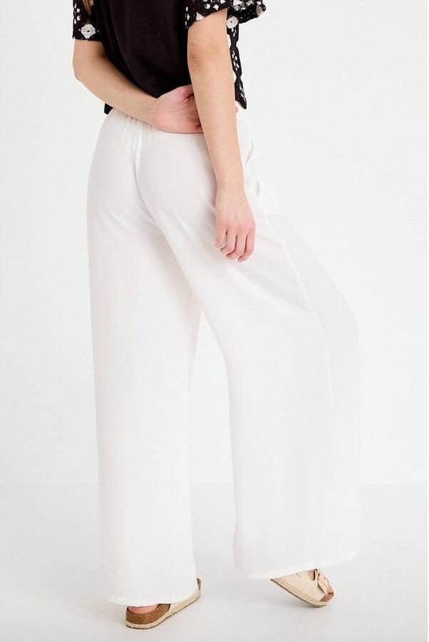 Cache wide leg high waist casual broek ecru - Foto 2