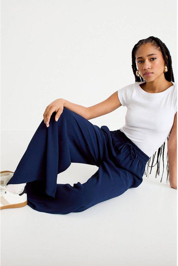 Cache wide leg high waist casual broek marineblauw - Foto 2