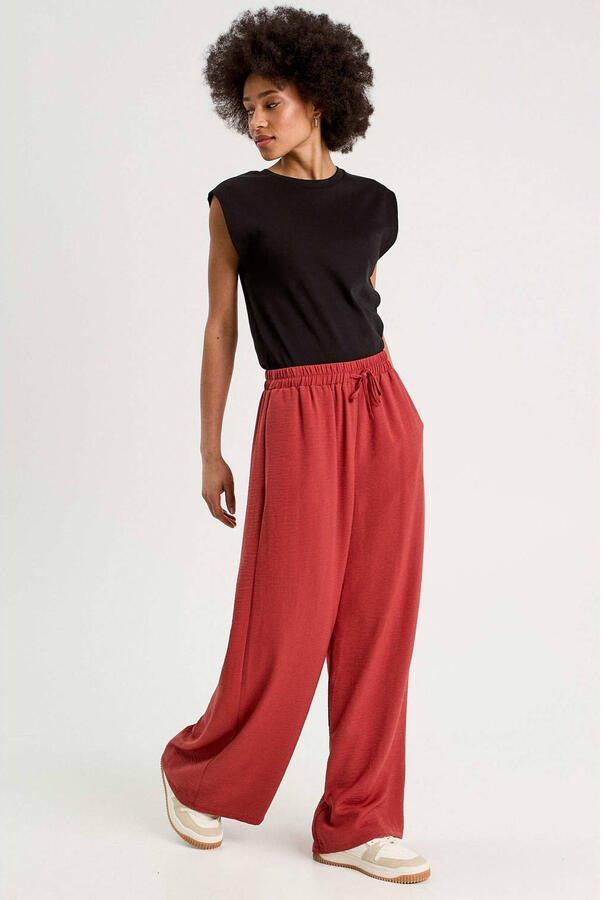 Cache wide leg high waist casual broek rood - Foto 2
