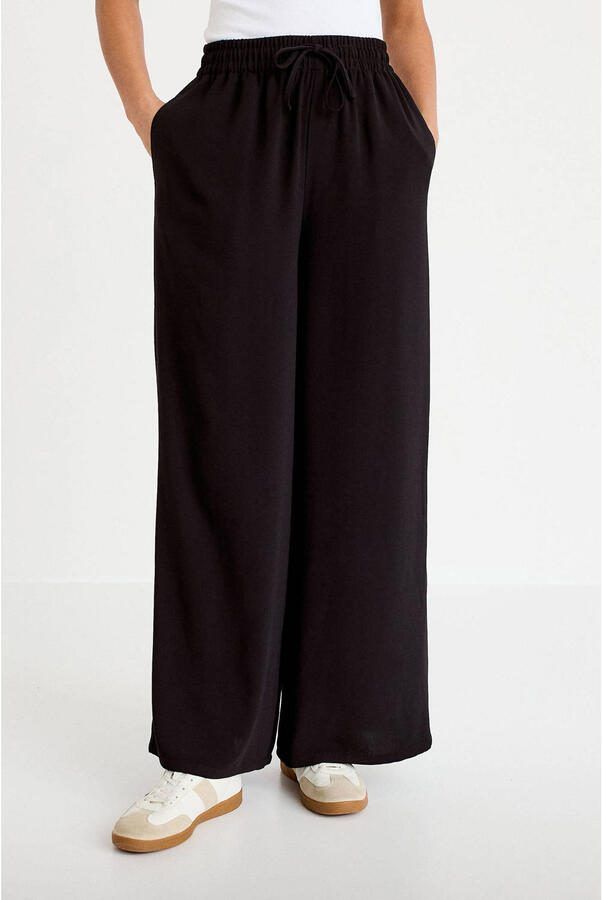 Cache wide leg high waist casual broek zwart - Foto 2