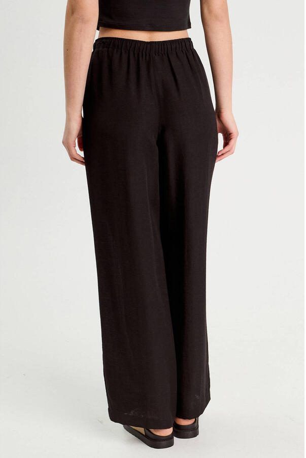 Cache wide leg high waist casual broek zwart met textuur - Foto 3