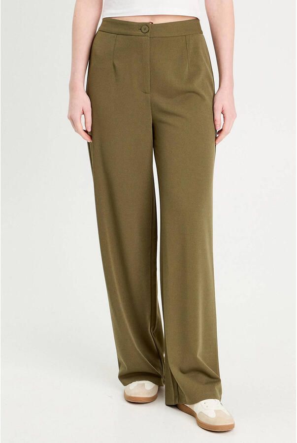 Cache wide leg high waist pantalon kakigroen