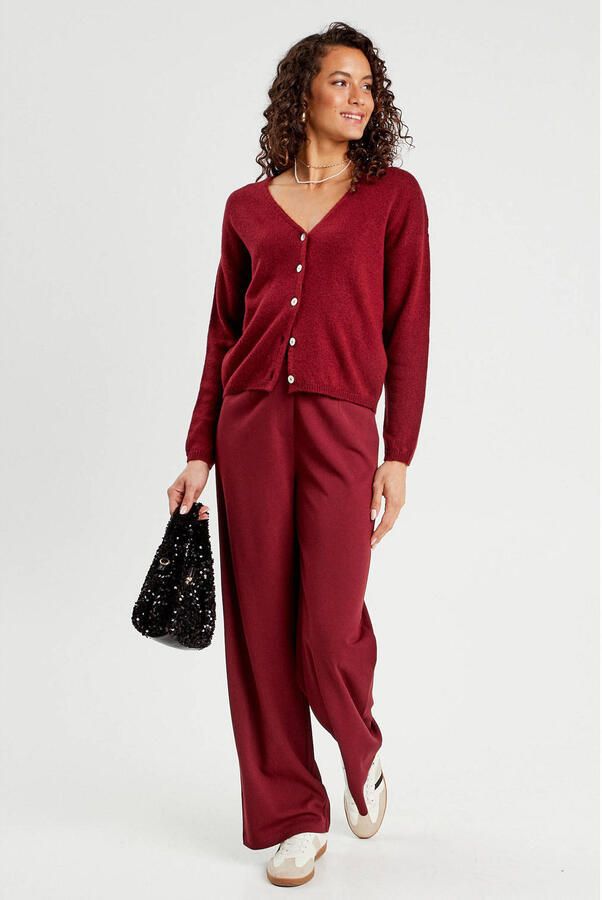 Cache wide leg high waist pantalon roodbruin