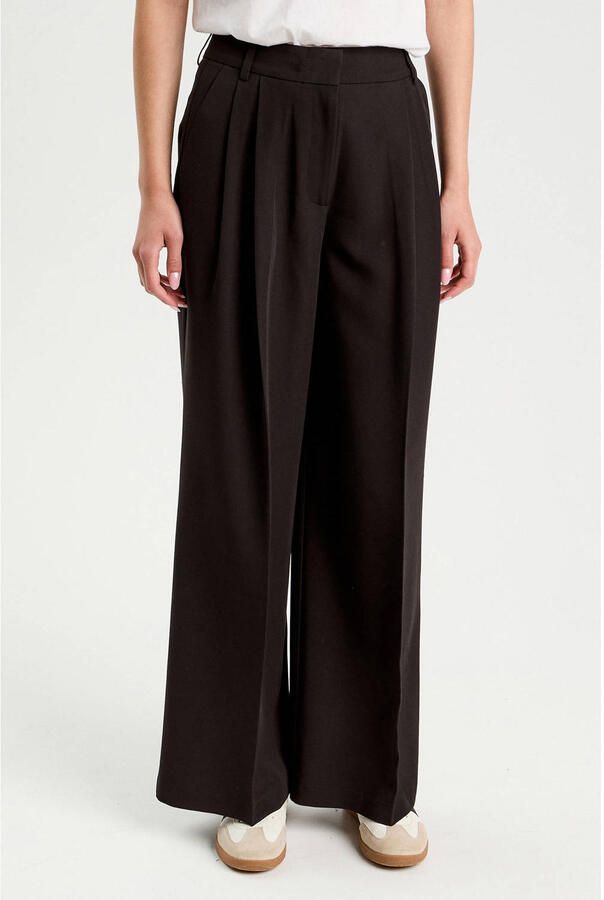 Cache wide leg high waist pantalon zwart