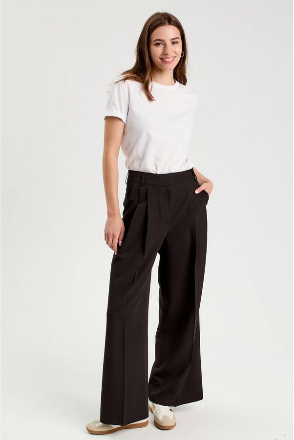 Cache wide leg high waist pantalon zwart - Foto 3